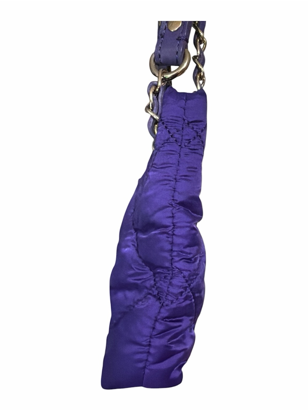 DKNYC Purple Quilted Shoulder Bag with Gold Chain Strap - Picture 5 of 7